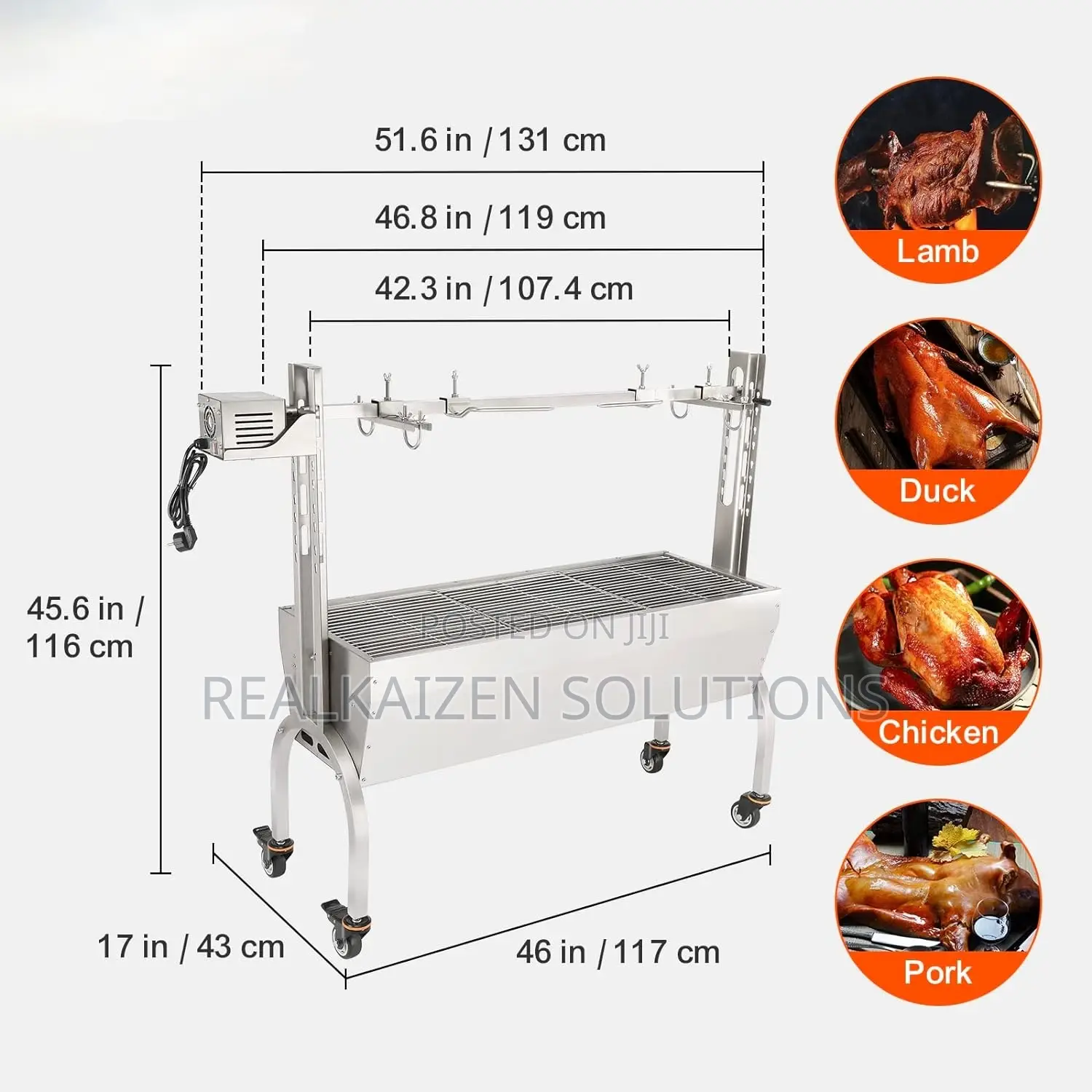Heavy Duty Outdoor Stainless Steel BBQ Rotisserie Grill 60kg