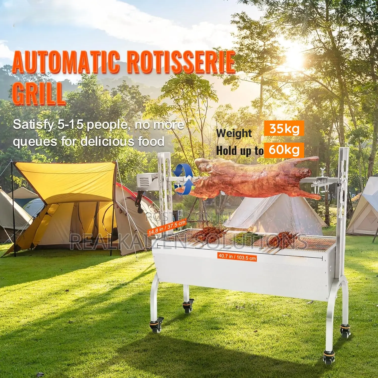 Heavy Duty Outdoor Stainless Steel BBQ Rotisserie Grill 60kg