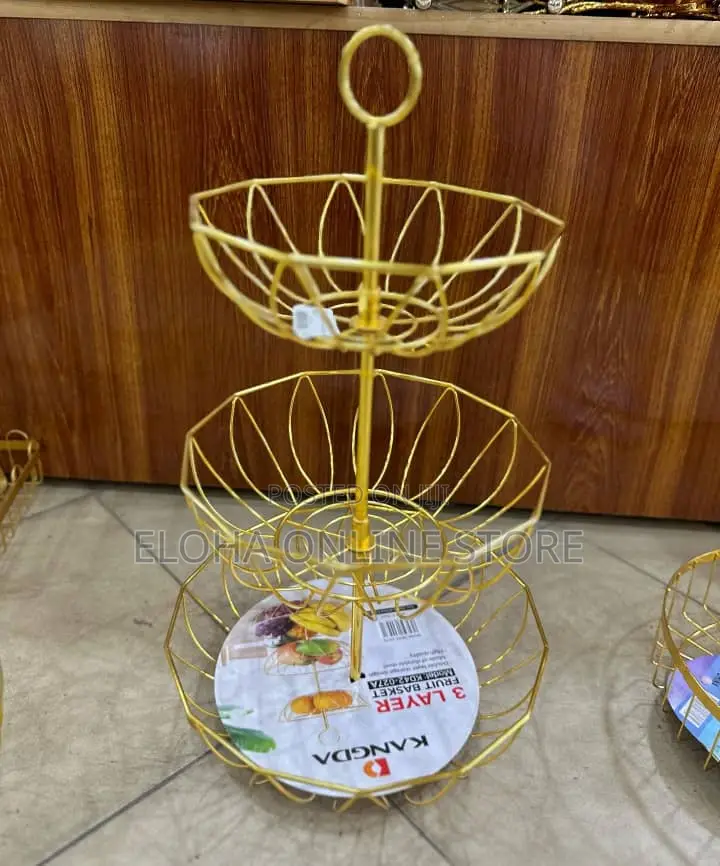 3 Tier Gold Fruit Basket