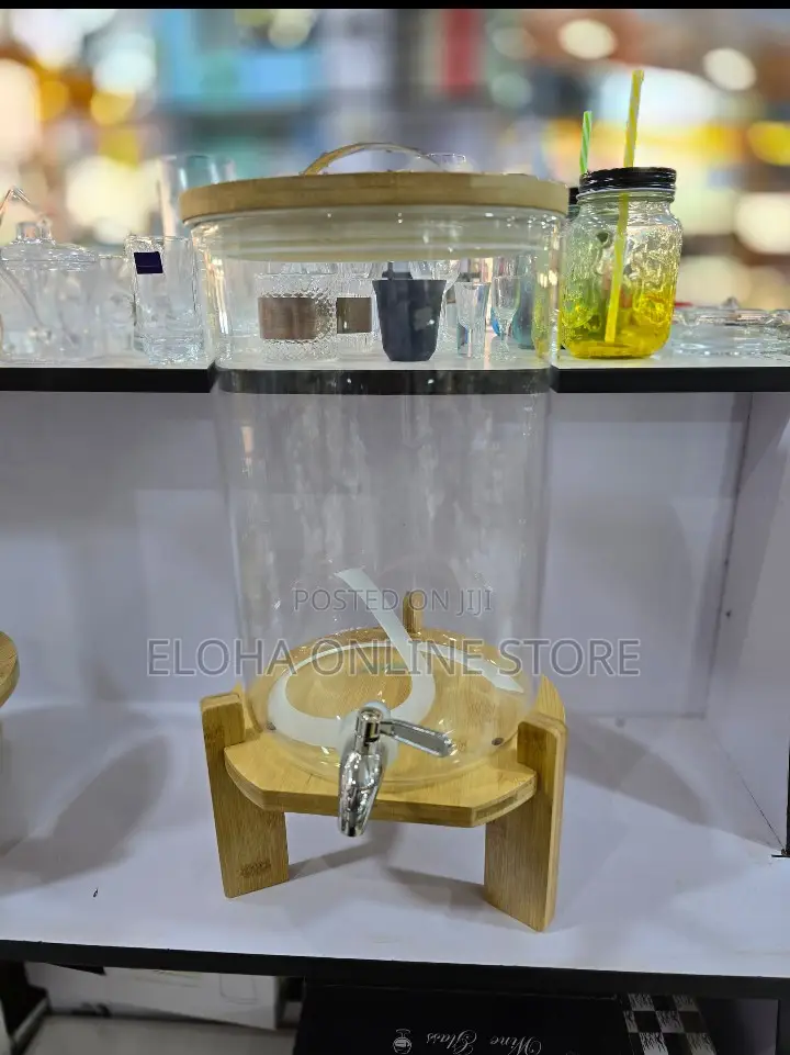 Glass Drink Barrel Dispenser With Stainless Steel Faucet