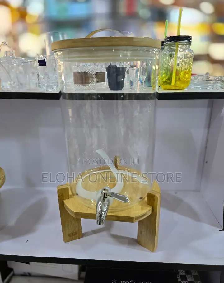 Glass Drink Barrel Dispenser With Stainless Steel Faucet