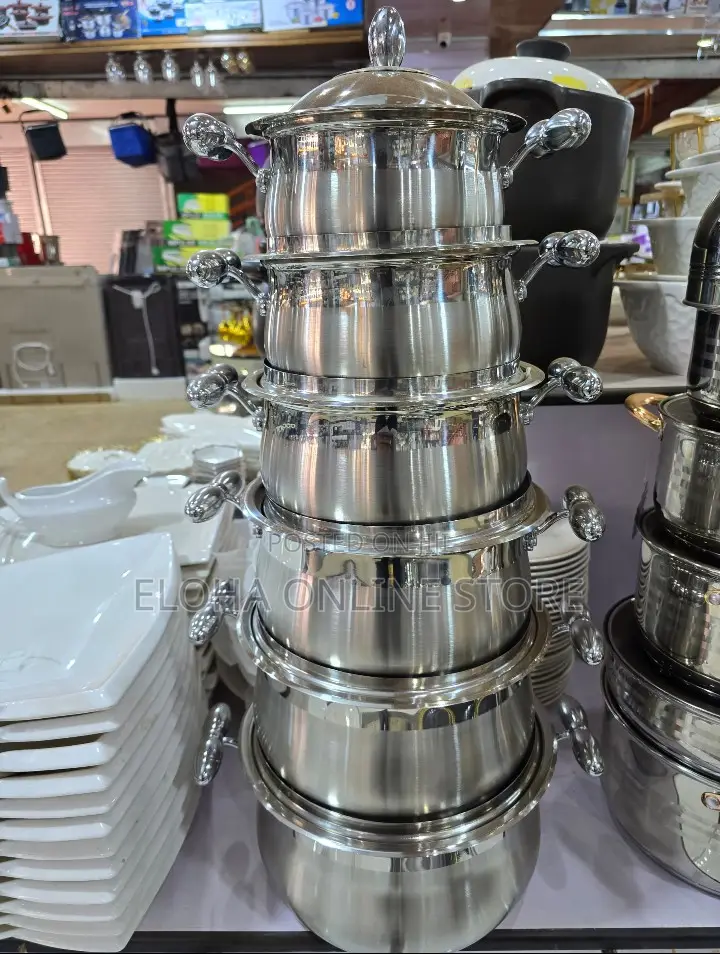 6 Piece Cooking and Serving Stainless Steel Dishes, Silver