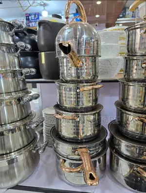 Stainless Steel Cooking Saucepan With Golden Handle