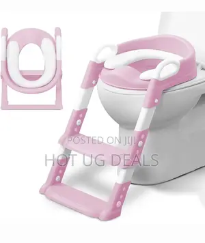 Photo - KIDS Toilet Trainer With Non-Slip Cushioned Ladder - Pink