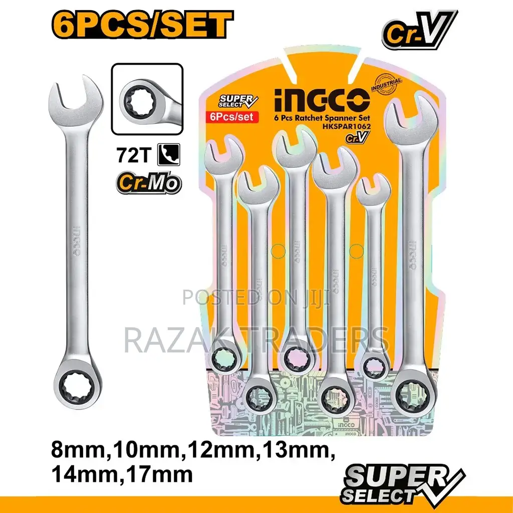 Ingco 6pcs Ratchet Spanner Set