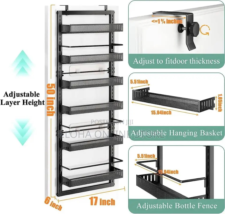 6-Tier Hanging Pantry Door Organizer Rack