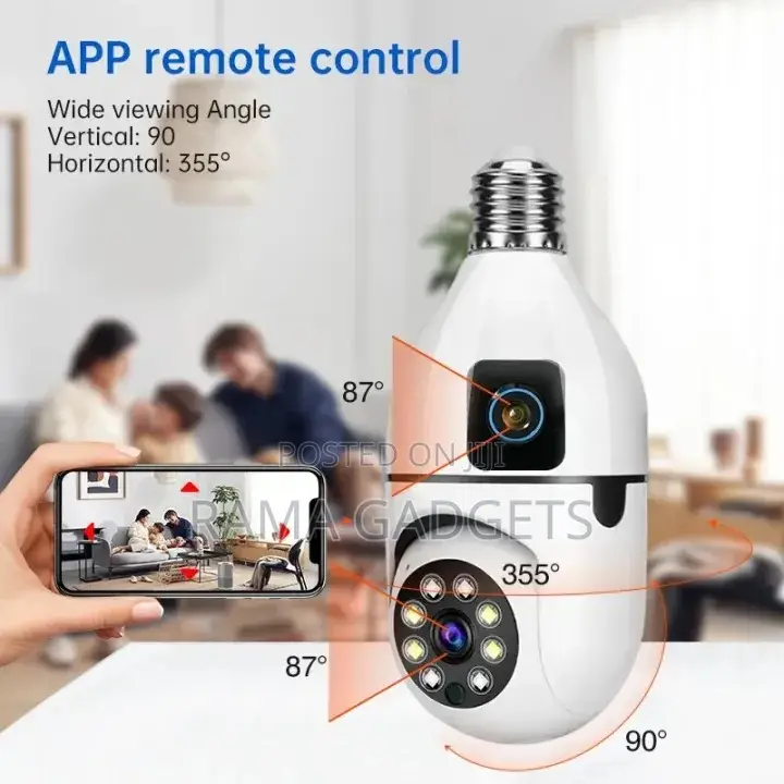 V380 Pro 8mp Dual Lens Bulb CCTV Camera Dual Screens Two