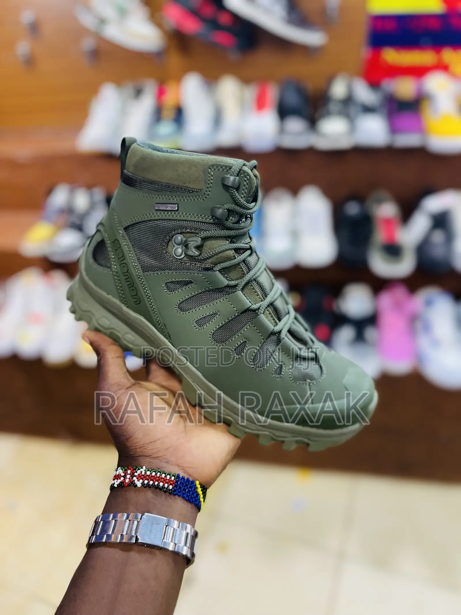 Original Army Green SALOMON Hiking High Top Sneakers