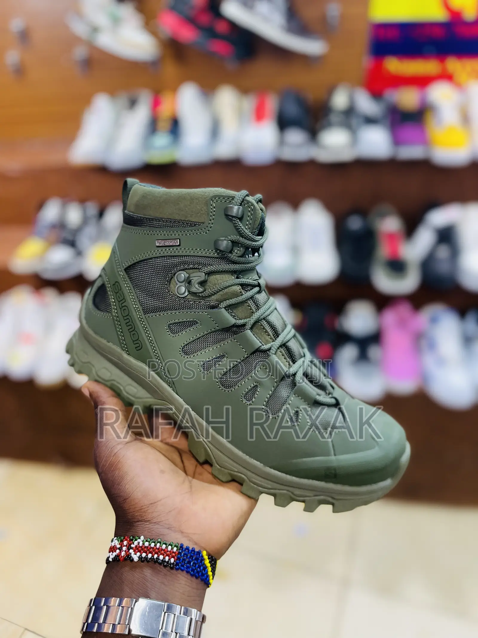 Original Army Green SALOMON Hiking High Top Sneakers