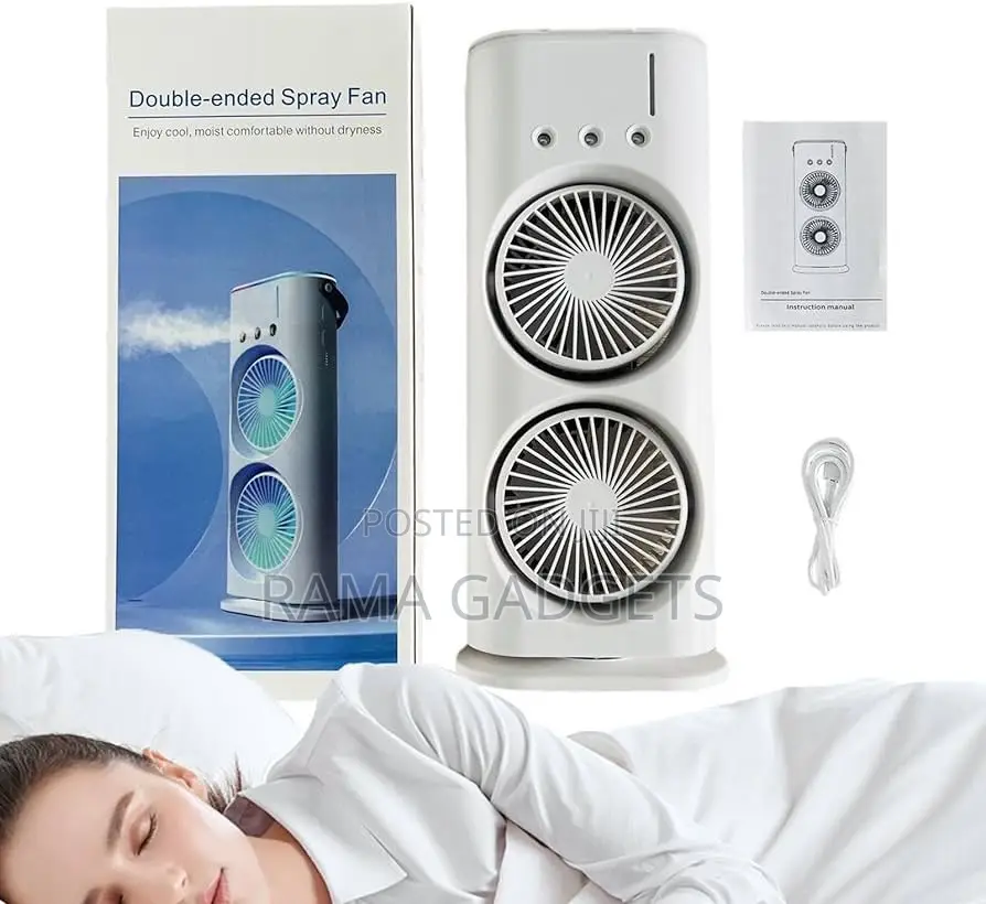 Double-Ended Air Conditioner Fan With Mist Spray - Spray Fan