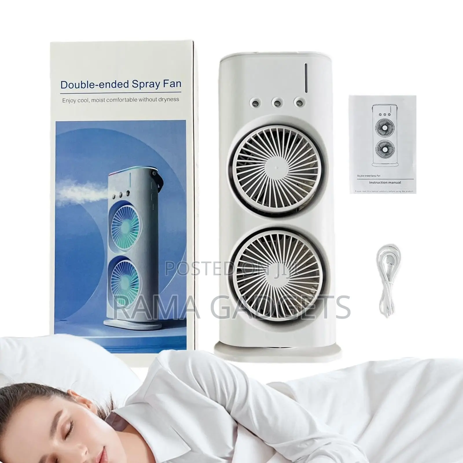 Double-Ended Air Conditioner Fan With Mist Spray - Spray Fan