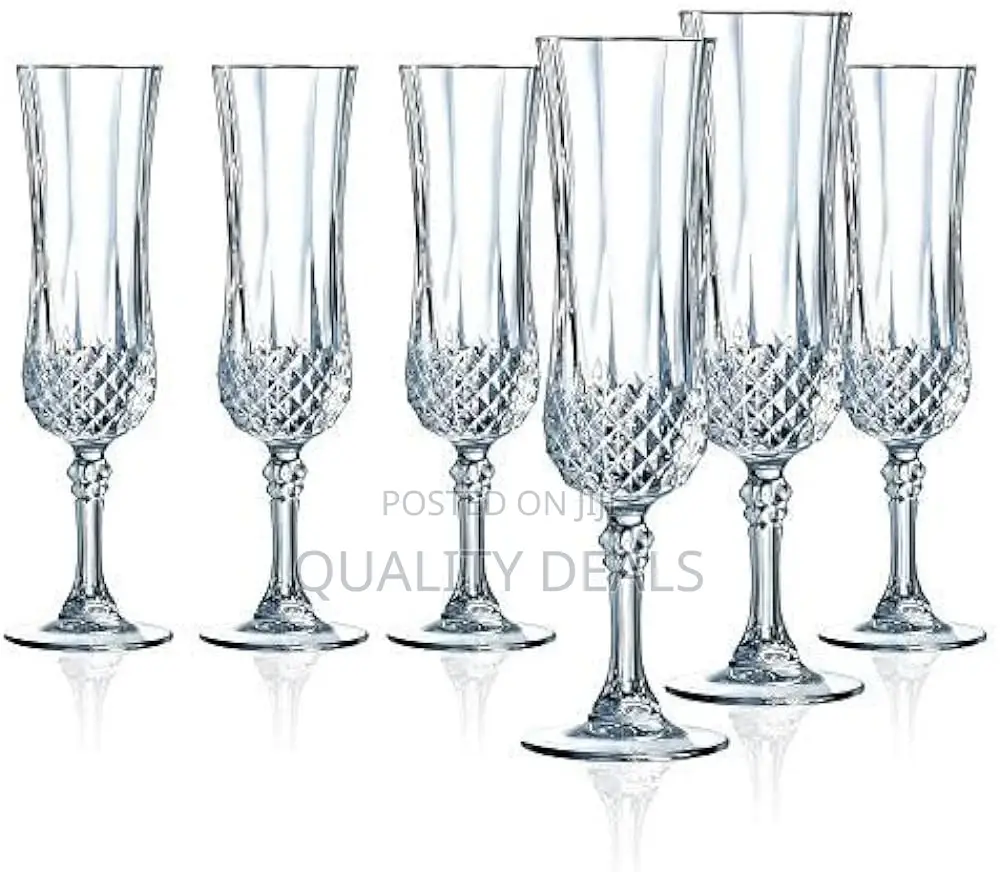 6 Piece Crystal Champagne Flute Wine Glasses