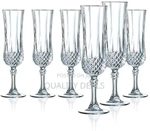 6 Piece Crystal Champagne Flute Wine Glasses