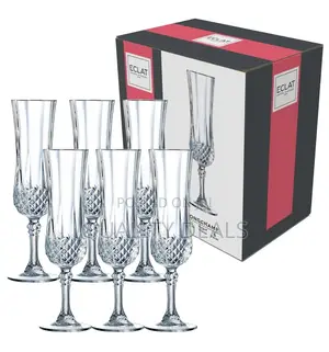 6 Piece Crystal Champagne Flute Wine Glasses