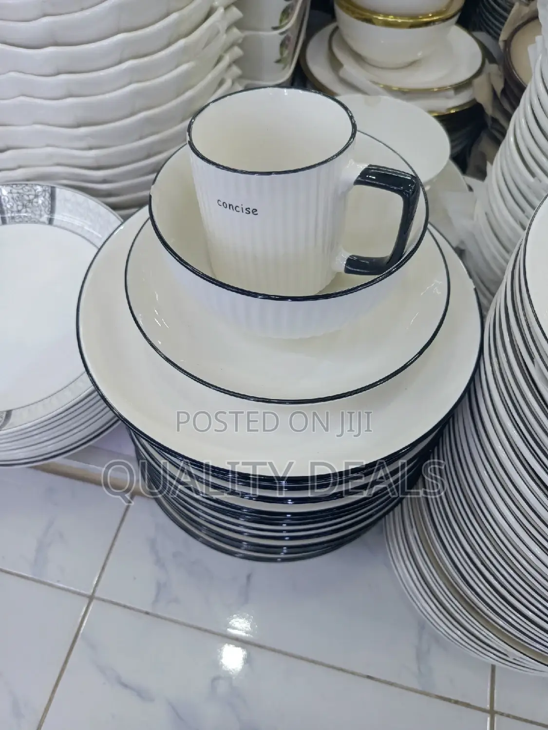 24 Piece Blue Line Dinner Set