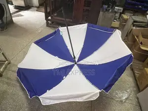 Blue and White Striped Umbrella Tent