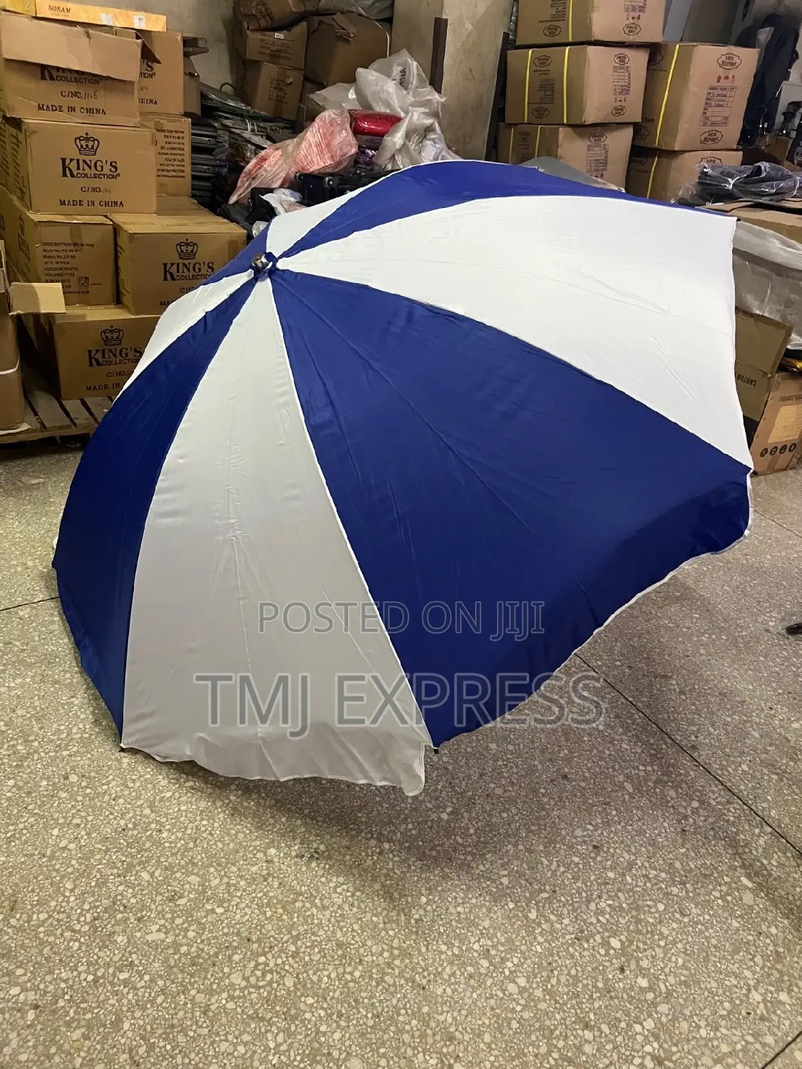 Blue and White Striped Umbrella Tent