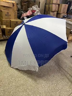 Blue and White Striped Umbrella Tent
