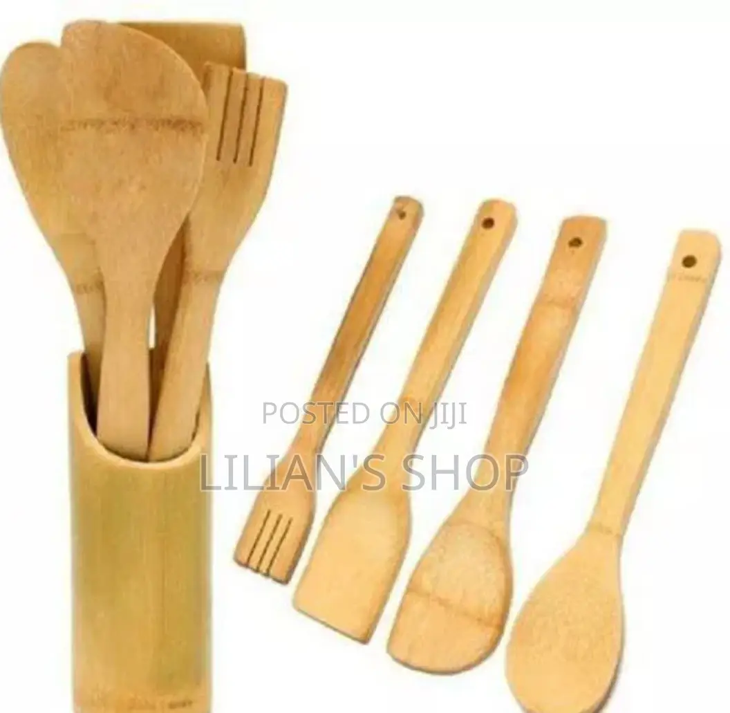 Bamboo Kitchen Cooking Set 5 in 1 Brown