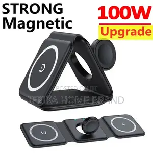 100W 3 in 1 Magnetic Portable Wireless Charger Pad iPhone