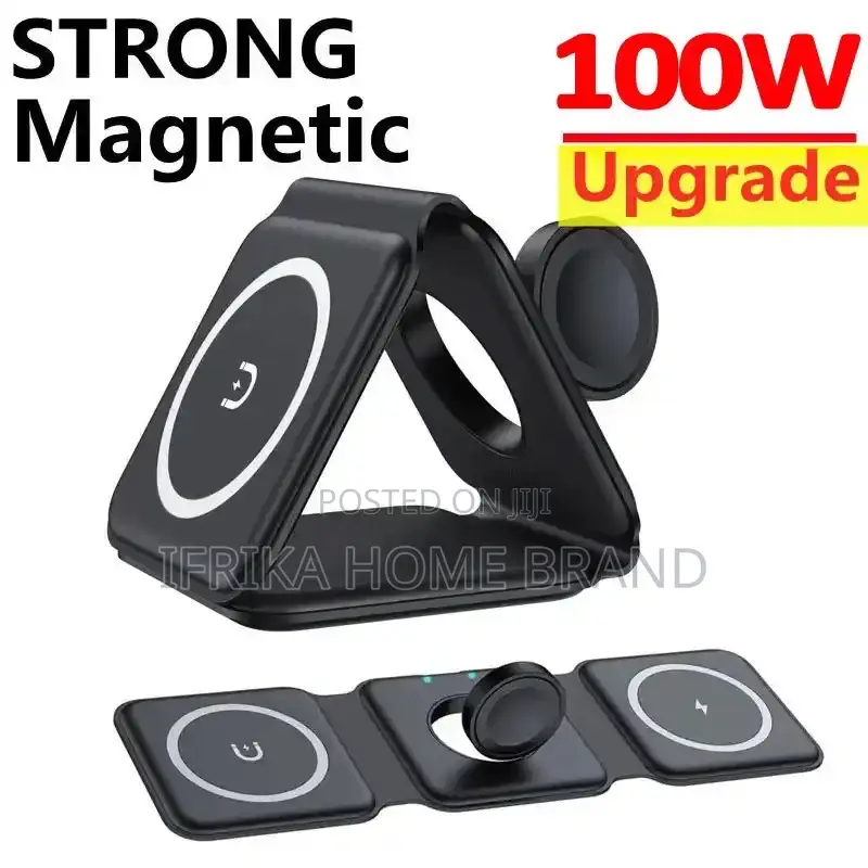 100W 3 in 1 Magnetic Portable Wireless Charger Pad iPhone