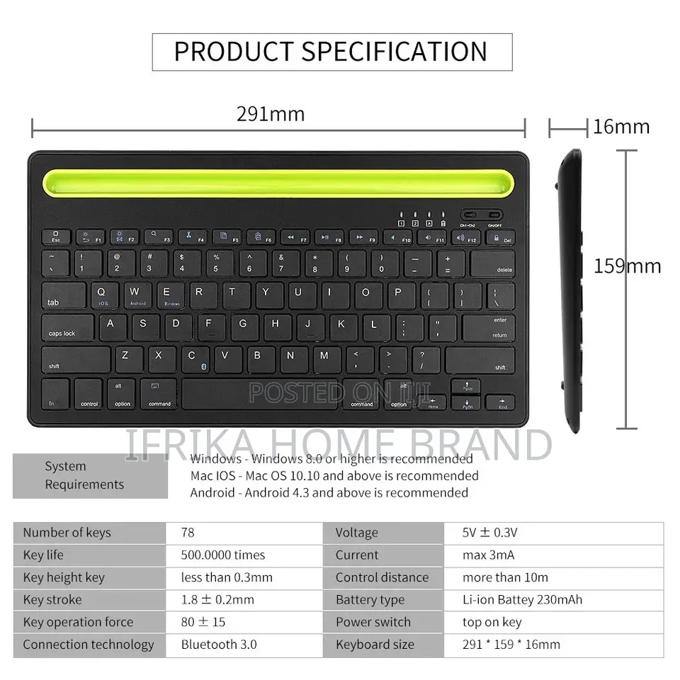 Bluetooth Rechargeable 3.0 Wireless Keyboard Phone Stand