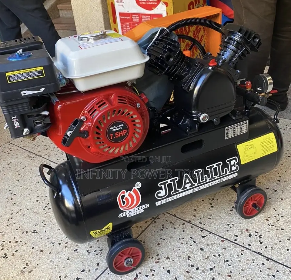Air Compressor, 50l, Belt Driven, Gasoline, Double Piston.