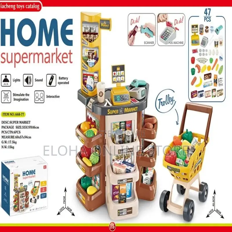 Girl Boy Pretend Play Toy Supermarket Shopping Play Set
