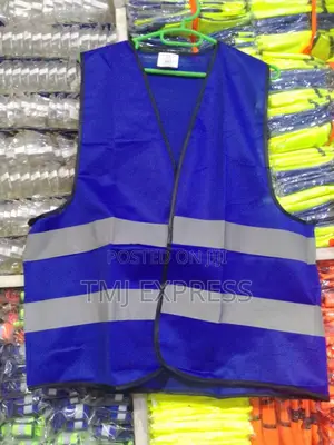 Blue Reflective Vests With Green Tape