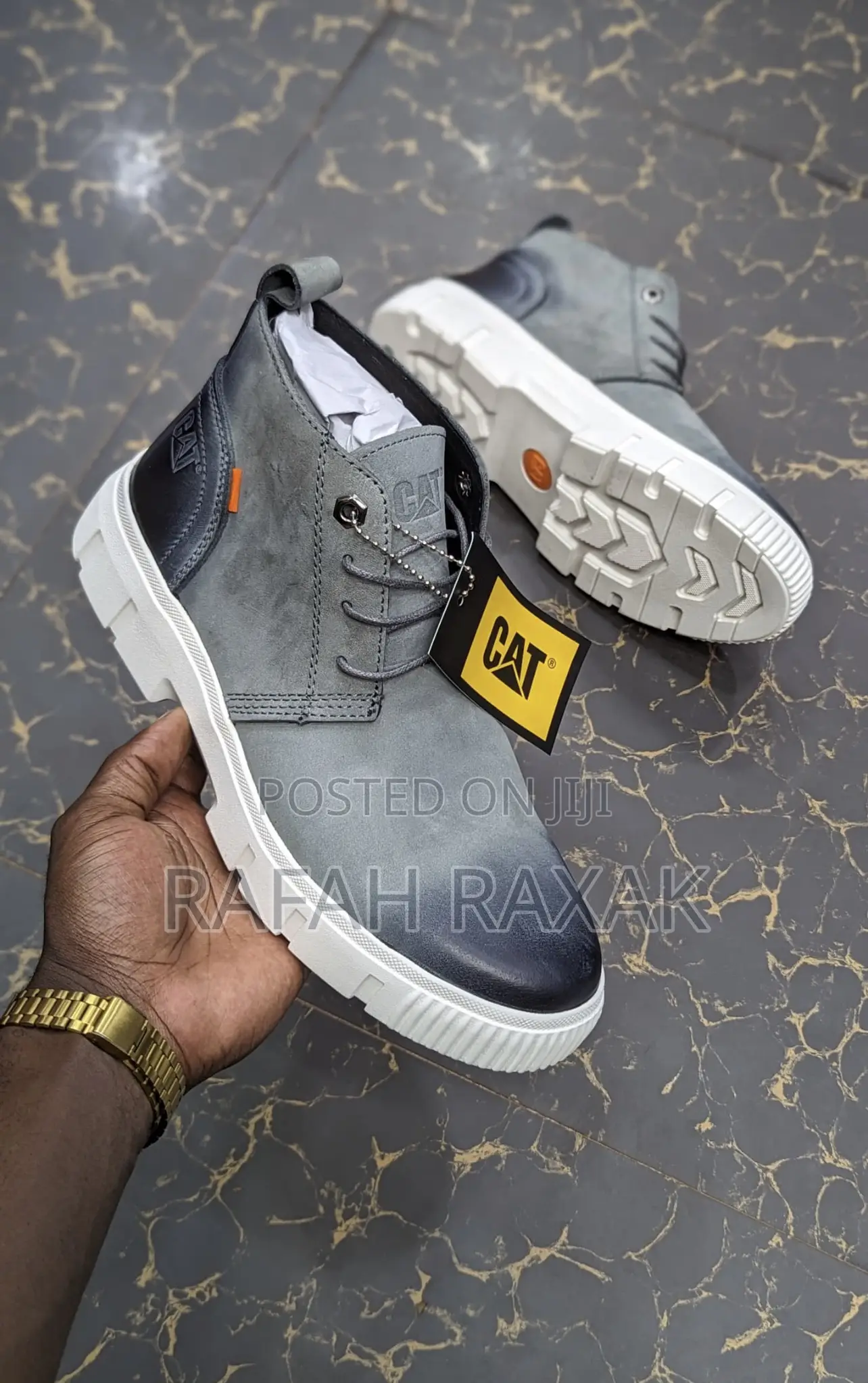 Original Grey CAT Premium Leather Ankle Boots