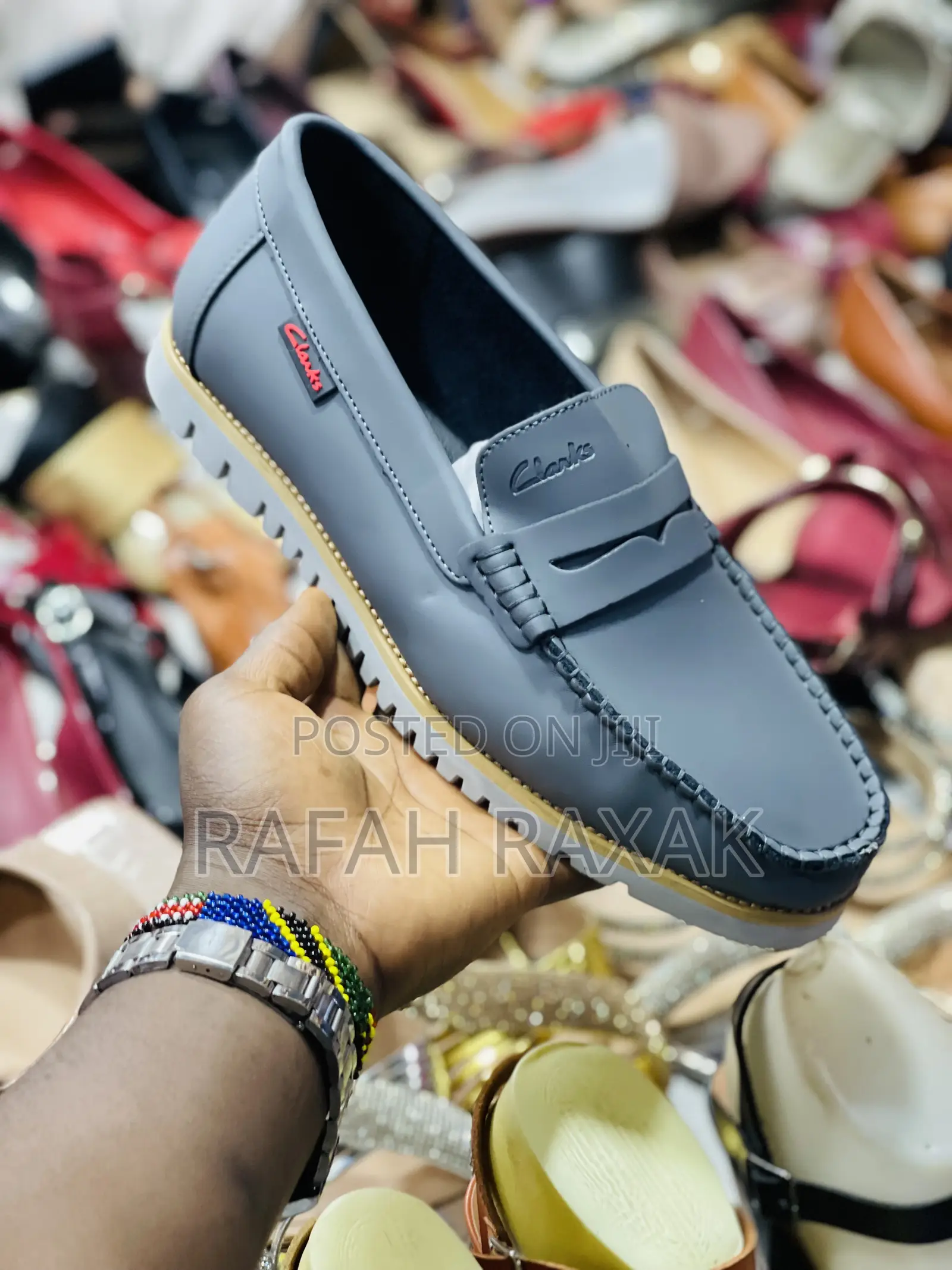 Original Grey Casual Clarks Flat Sole Moccasins