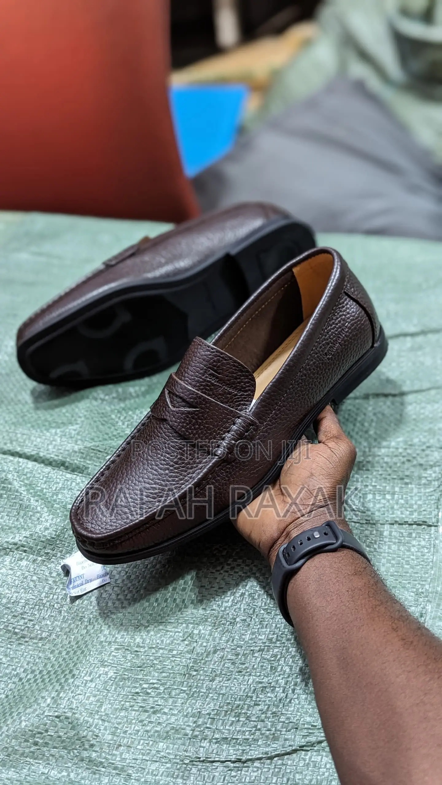 Original Dark Tan Ferragamo Premium Leather Moccasin Loafers