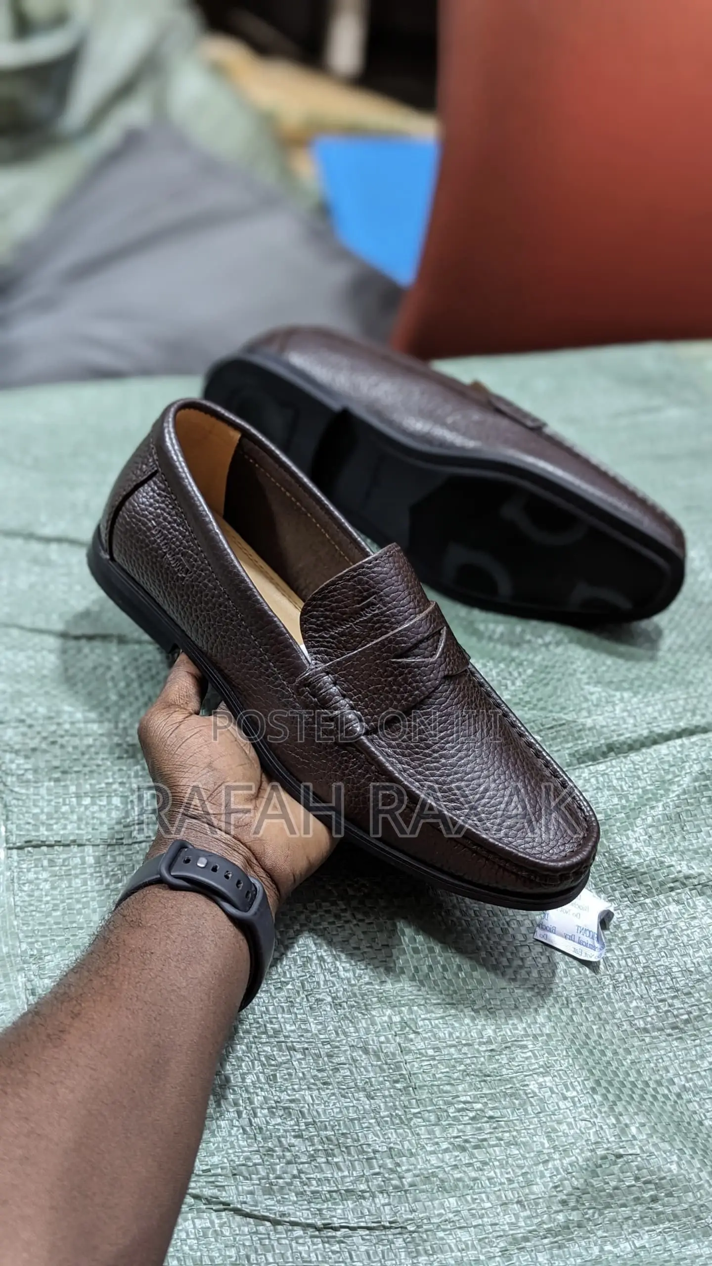 Original Dark Tan Ferragamo Premium Leather Moccasin Loafers