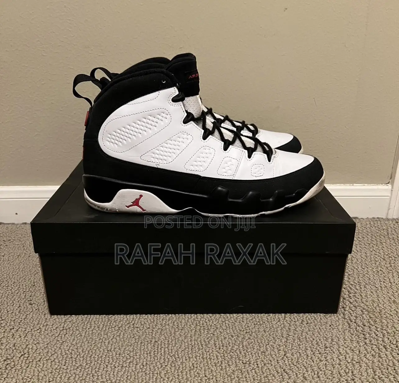 Original Black White Air Jordan 9 Retro Space Jam Sneakers