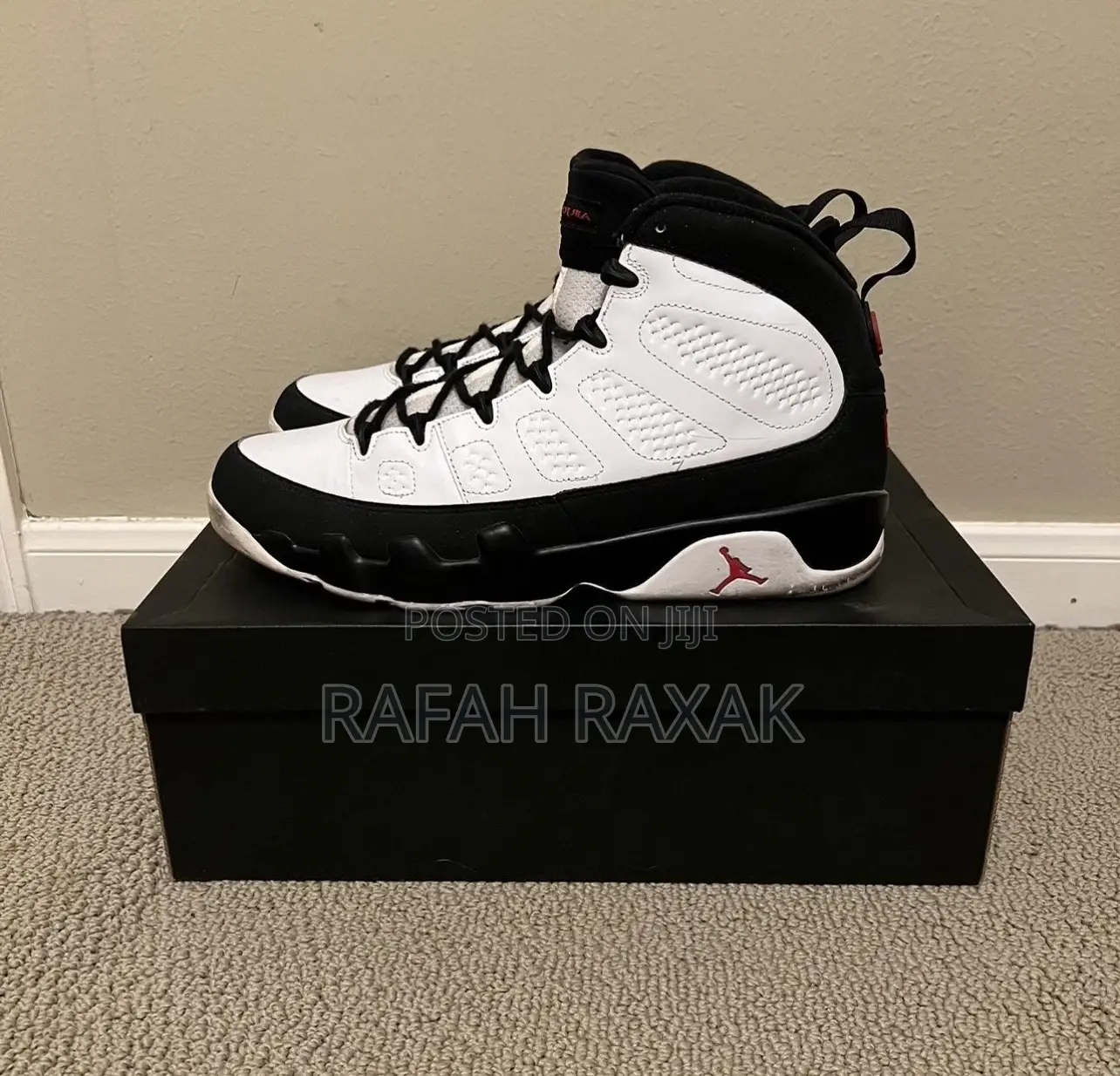 Original Black White Air Jordan 9 Retro Space Jam Sneakers