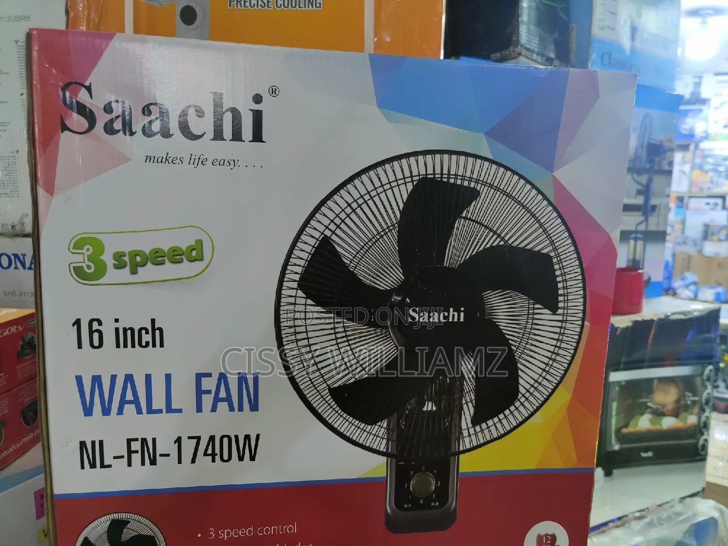 Saachi 16"Wall Fan/Wall Mounted Fan/Electric Wall Fan