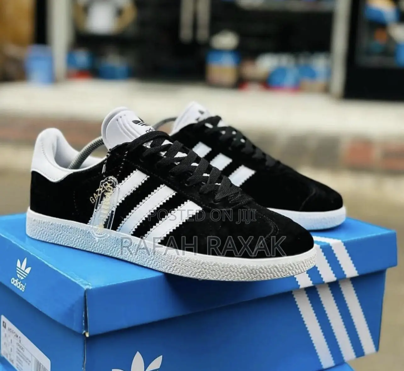 Original Adidas Gazelle Suede Black White Sneakers