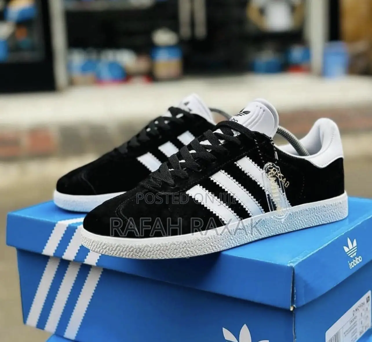 Original Adidas Gazelle Suede Black White Sneakers