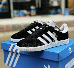 Original Adidas Gazelle Suede Black White Sneakers