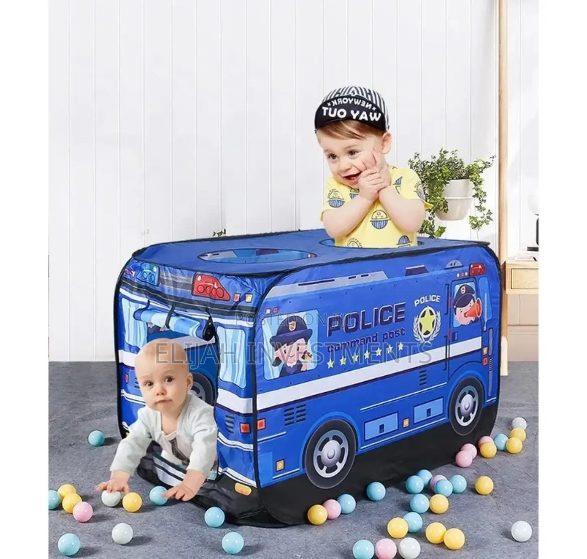 Mini Police Car Tent Play Gym for Toddlers - Blue