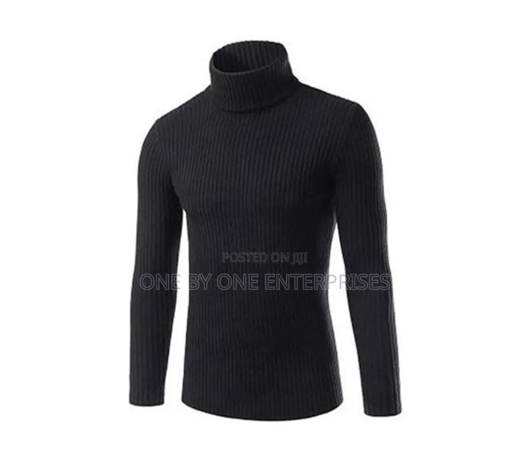 Black Unisex Turtleneck Sweater Pull Neck