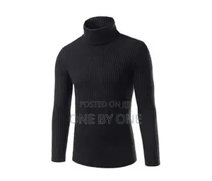 Black Unisex Turtleneck Sweater Pull Neck
