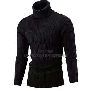 Black Unisex Turtleneck Sweater Pull Neck