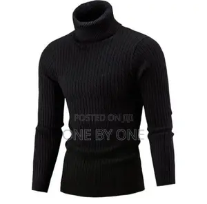 Black Unisex Turtleneck Sweater Pull Neck