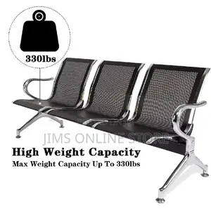 Durable Alluminium Waiting Chair 3 in One-Black Colur