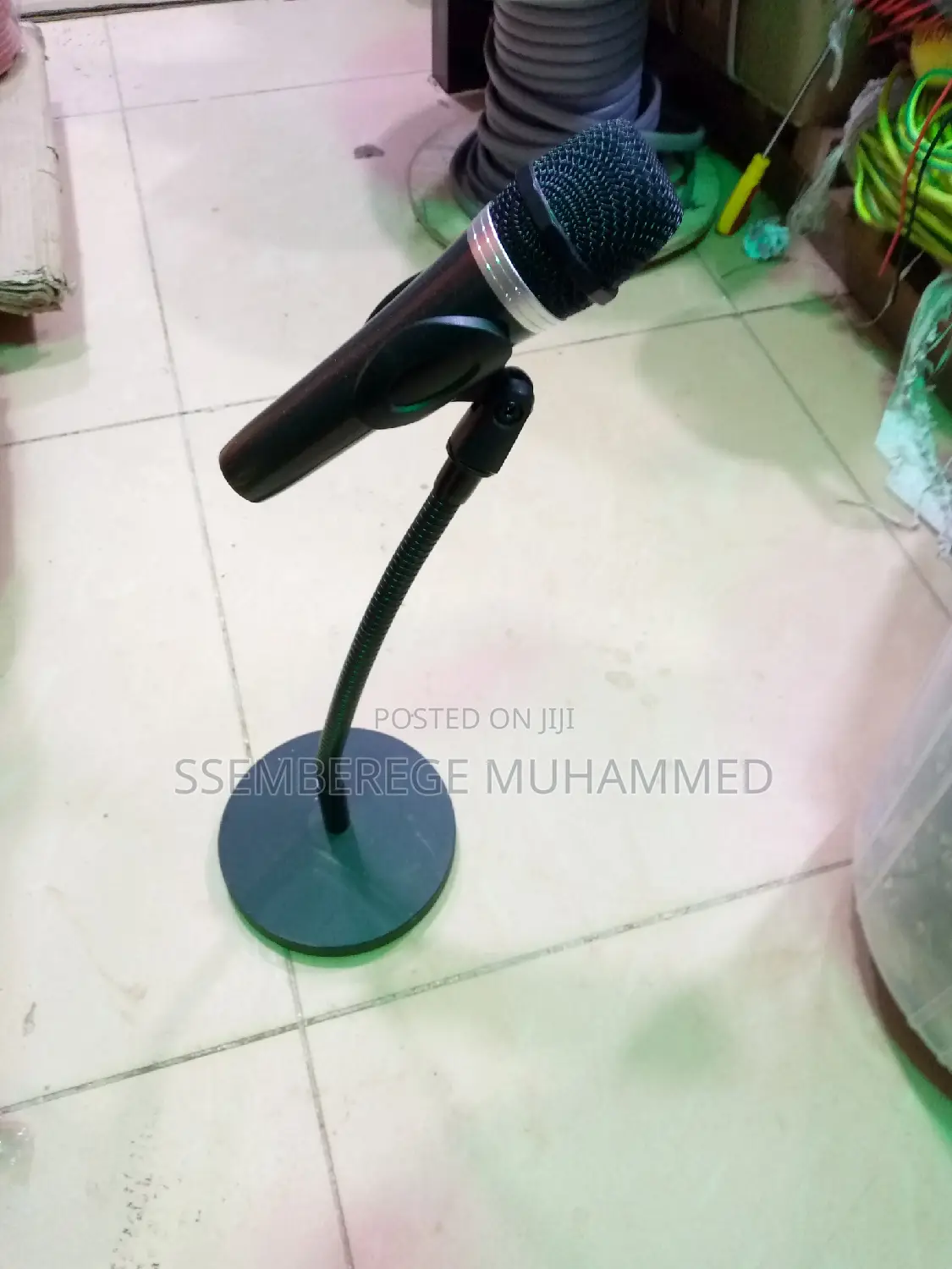 Microphone Stand With a Microphone