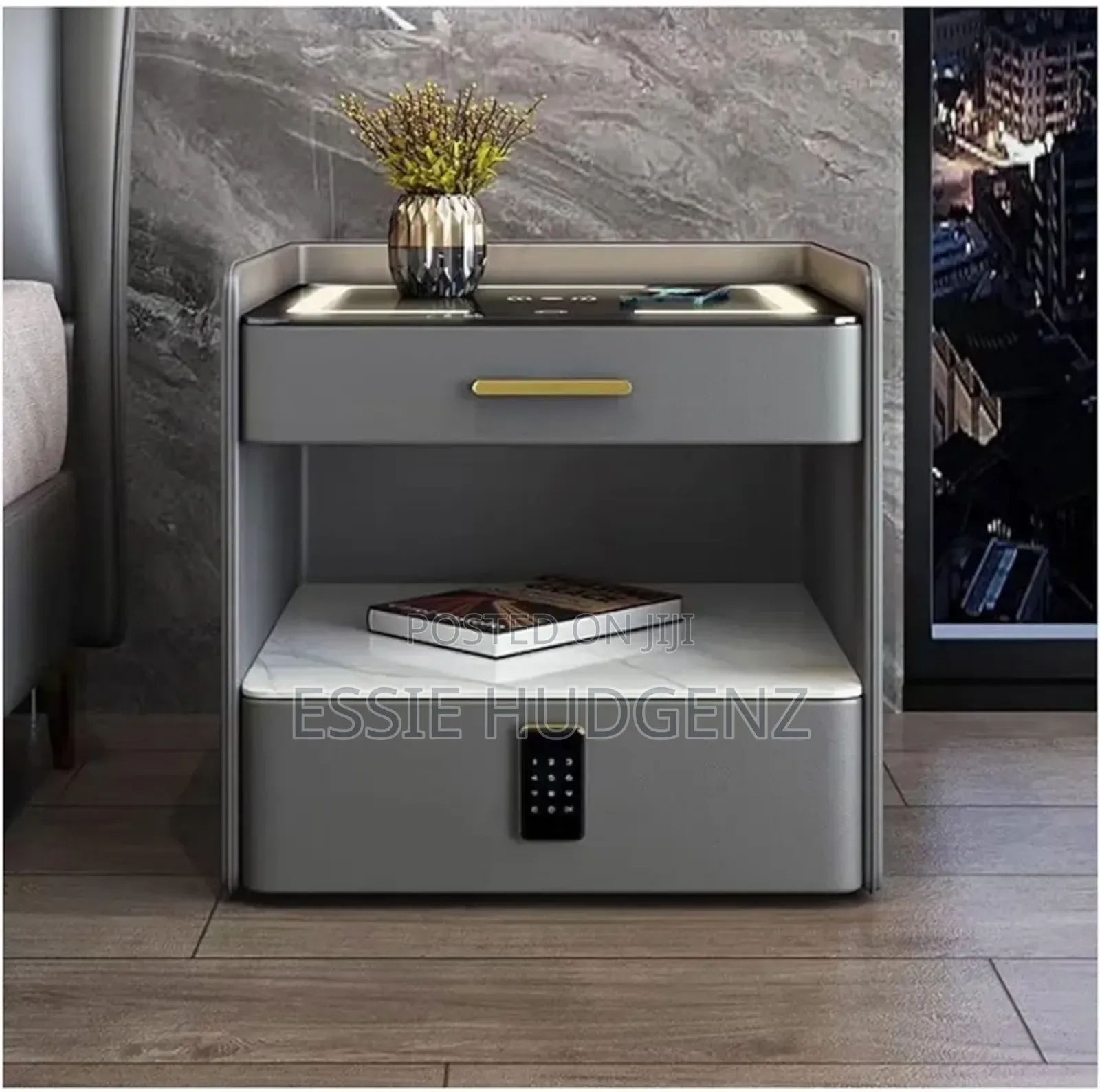 Bedside Table With Wireless Charging and Bluetooth Speaker