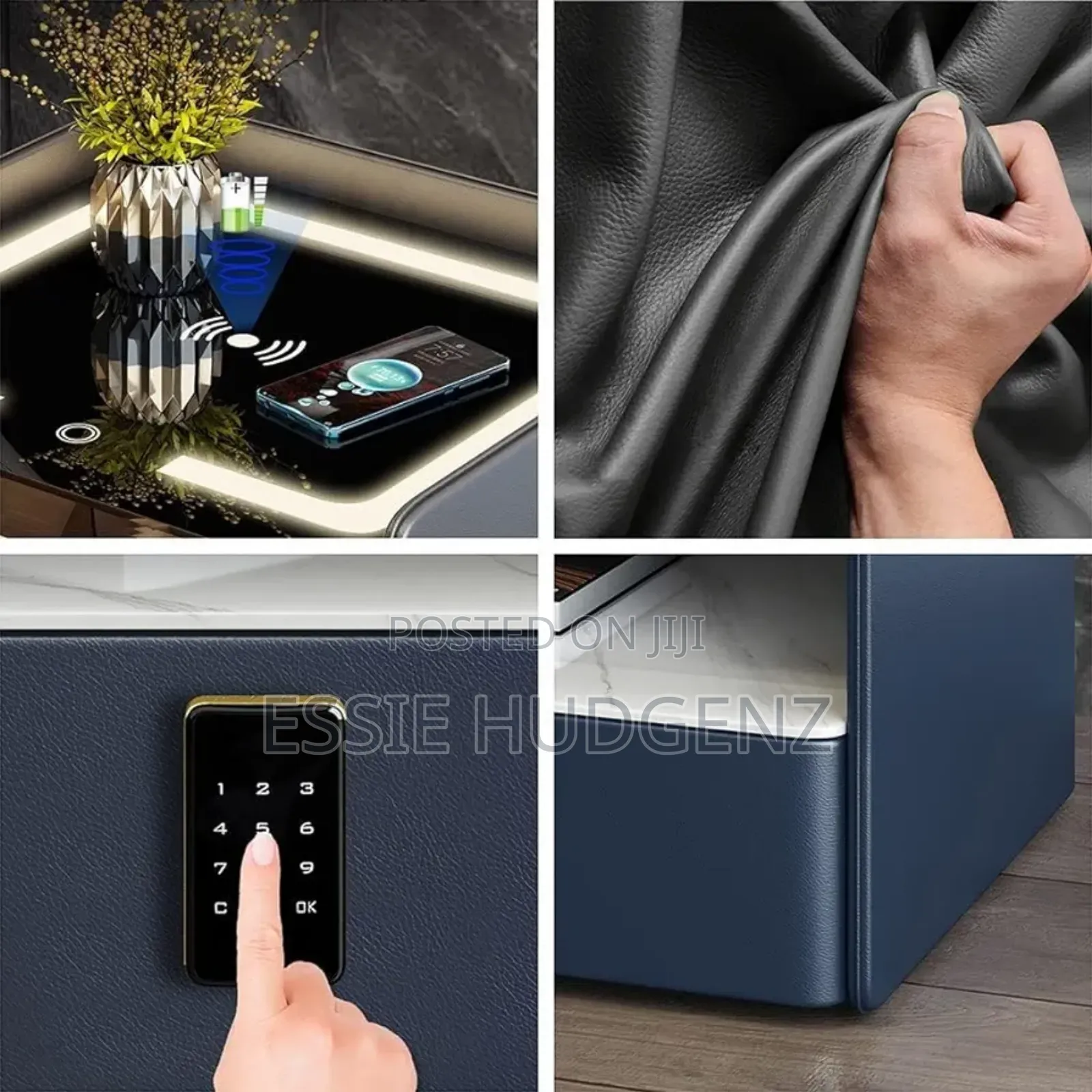 Bedside Table With Wireless Charging and Bluetooth Speaker