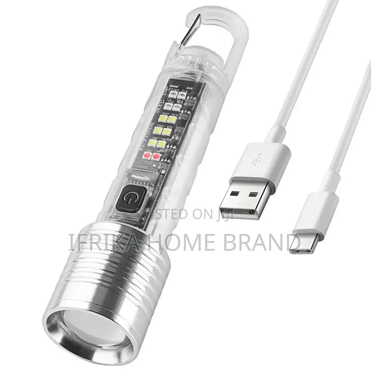 Mini Camping Flashlight Super Bright Zoom Rechargeable Torch