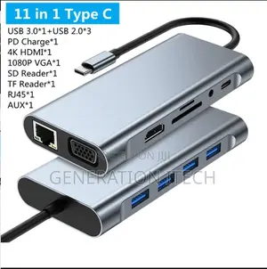 11in-1 Usb C Hub 3.0 Type C Doc Station Multiport Adapter